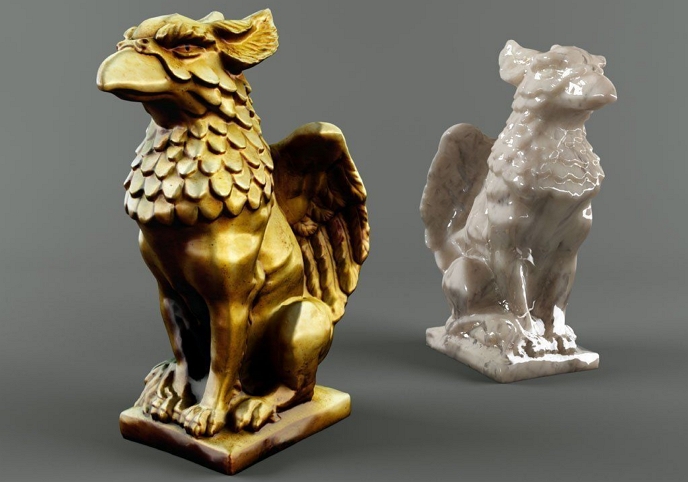 A statuette of a griffin