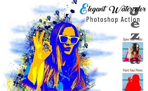 Elegant Watercolor Photoshop Action - 6966491