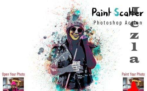 Paint Scatter Photoshop Action - 6958814