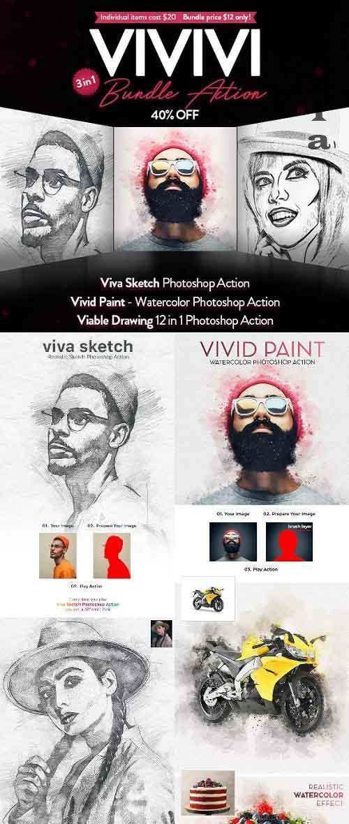 Vivivi Photoshop Action 3 in 1 Bundle - 35908243