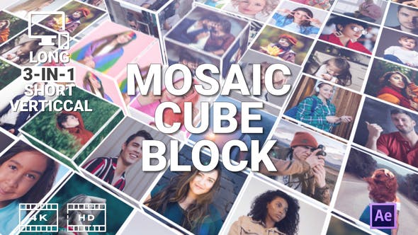 Videohive - Mosaic Cube Block - 33861568