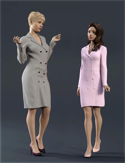 dForce H&C Double Button Dress for Genesis 8 Female(s)