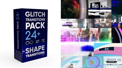 Videohive - Glitch Transitions Pack 4K - 34115526