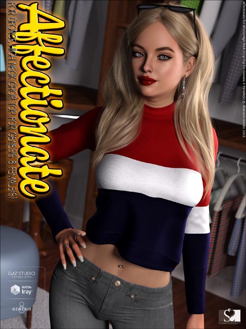 Affectionate for dForce High Neck Crop Top for Genesis 8 Female(s)