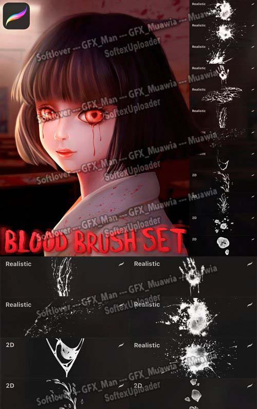 Realistic 2D Blood Brushes for Procreate