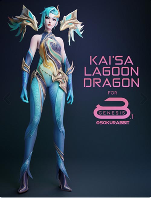 Kai'Sa Lagoon Dragon For Genesis 8 and 8.1 Female