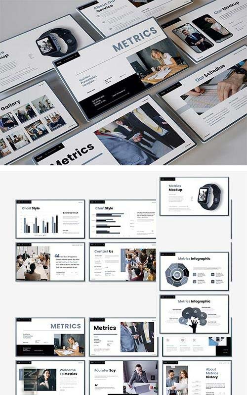 Metrics - Business Powerpoint, Keynote and Google Slides Template