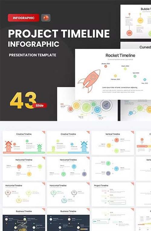 Project Timeline Line Color PowerPoint Template