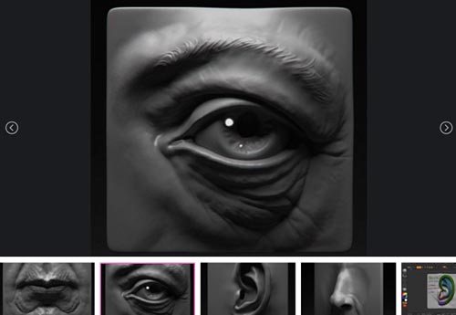 FlippedNormals - Sculpting the Facial Features in Zbrush