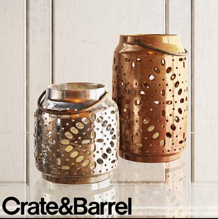 Crate barrel wisteria metallic ceramic lanterns