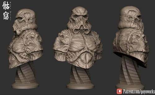 UNDEAD BUST Necromorph Soldier - 3D Print