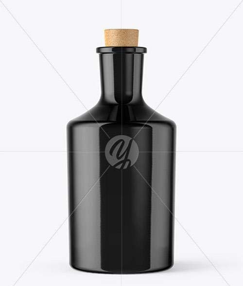 Black Glass Bottle with Cork Mockup 45981