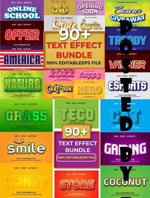 90+ 3d Style Editable Vector Text Effect