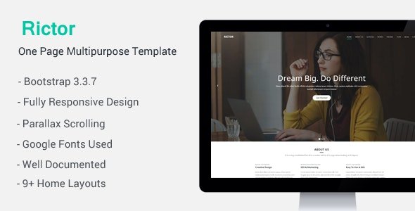 ThemeForest - Rictor v1.1.0 - Responsive One Page Multipurpose Template - 20248612