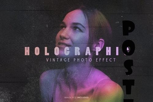 Holographic retro vintage photo effect