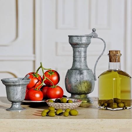 Olive and oil decorative set