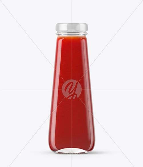 Clear Glass Bottle with Tomato Juice Mockup 46907