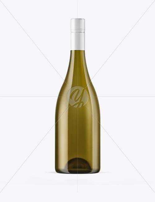 Antique Green Glass Bottle With White Wine Mockup 47271