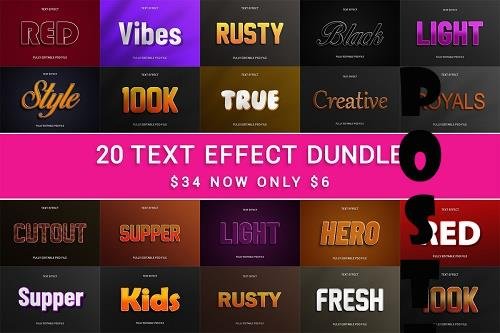 Editable 3D Text Effect Bundle V2 - 20 Premium Graphics