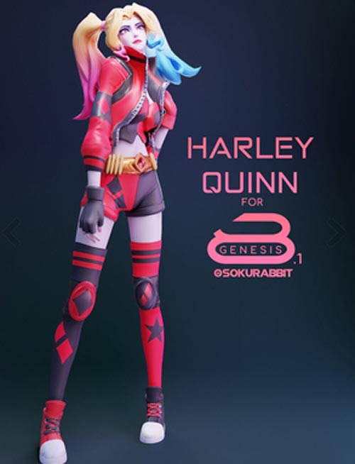 Harley Quinn For Genesis 8 and 8.1 Female