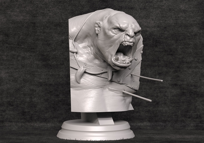 Orc Berserker Bust - Presupported