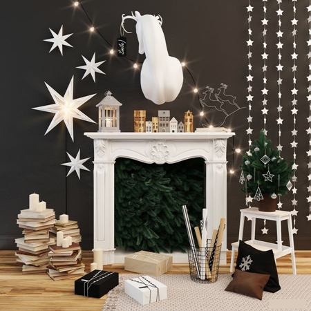 New Year's fireplace with decor