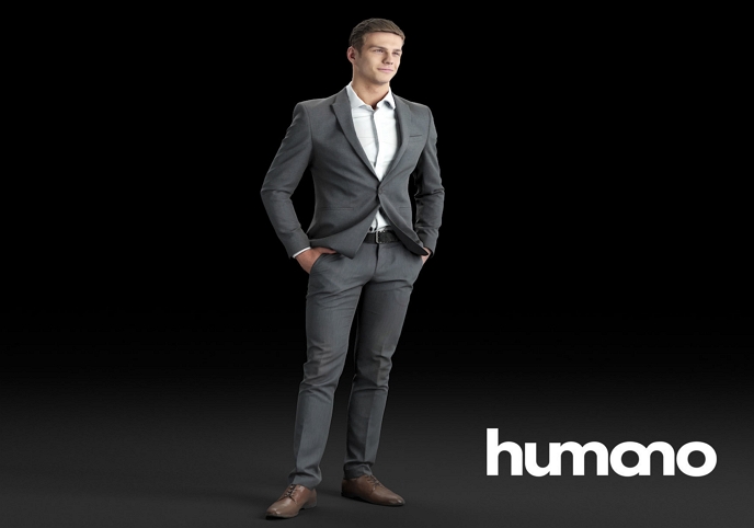 Humano Elegant business man standing and smiling 0101