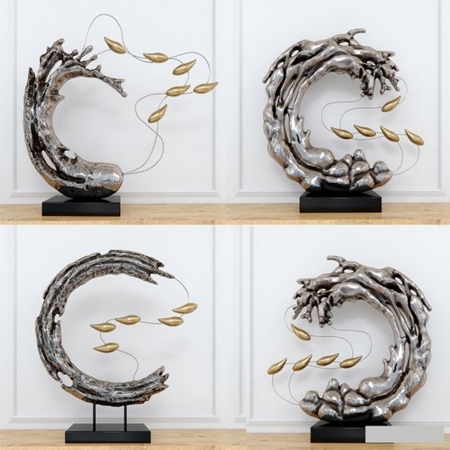 Abstract Resin sculpture with birds