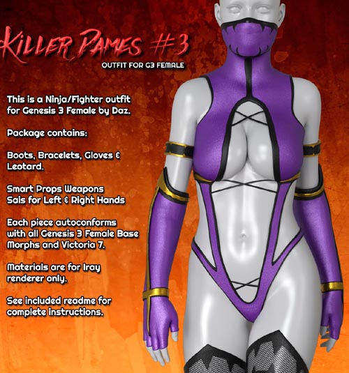 Exnem Killer Dames 3 Outfit for Genesis 3 Female