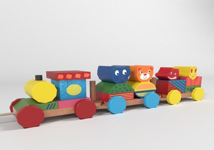 Wooden toy colourful train