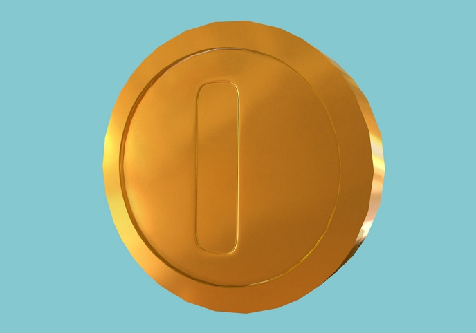 Super Mario style golden coin