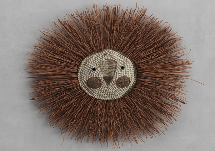 Brown Lion crochet wall decoration by Ila y Ela