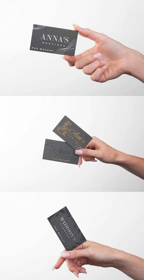 Business Card in Hand - PSD Mockups Templates