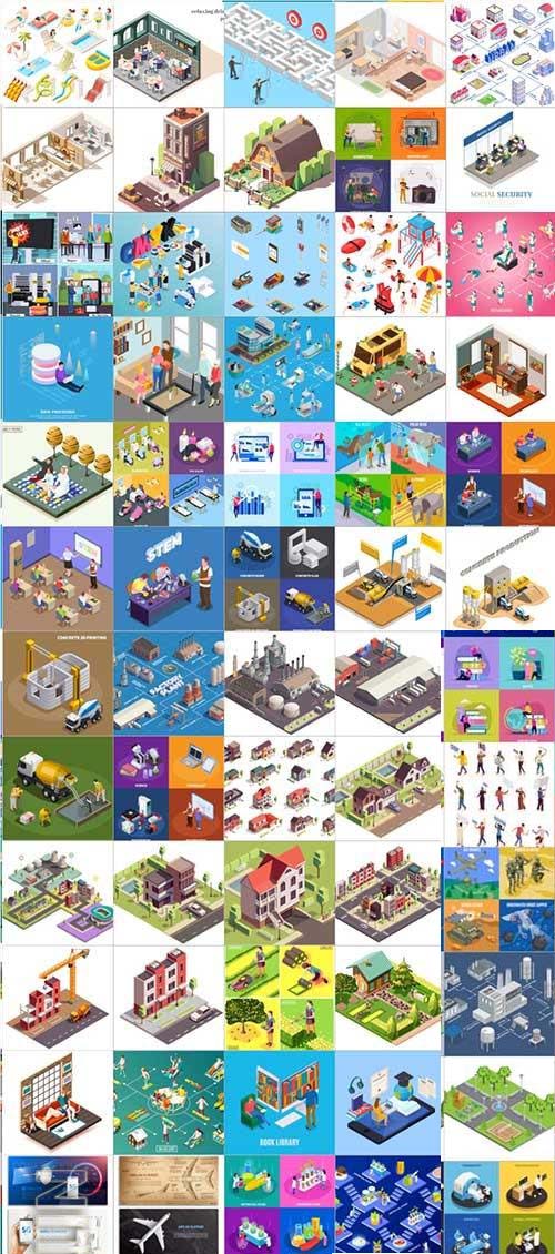 100 Bundle isometric concept vector design vol 23