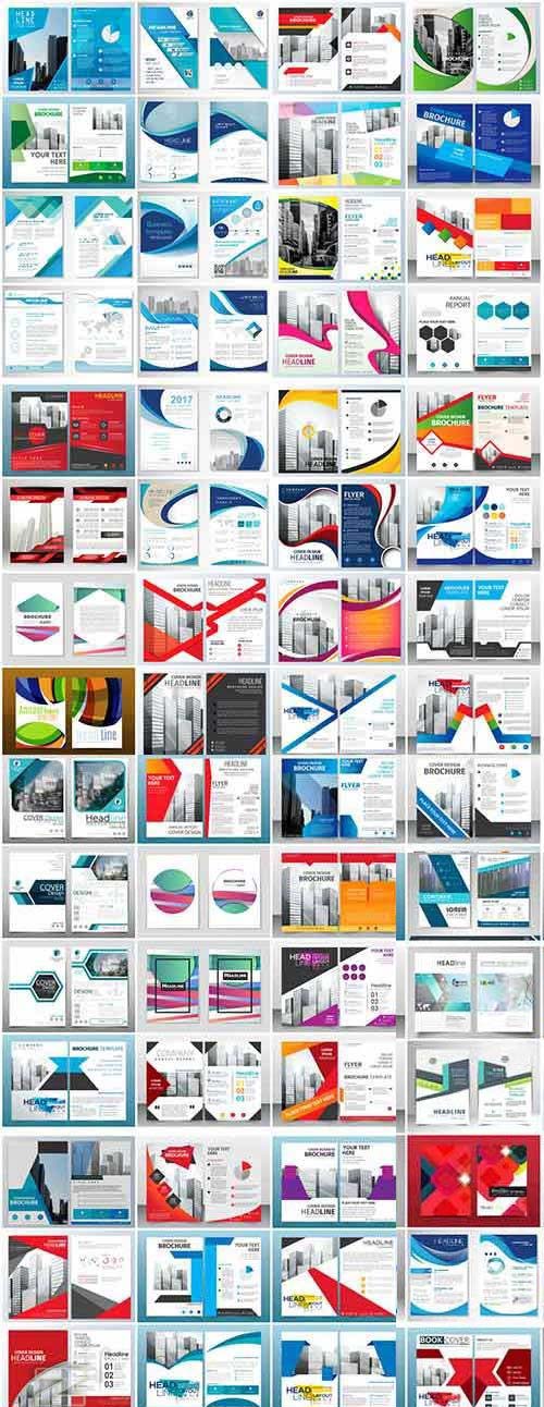 100 Bundle business brochures and flyers in vector vol 2