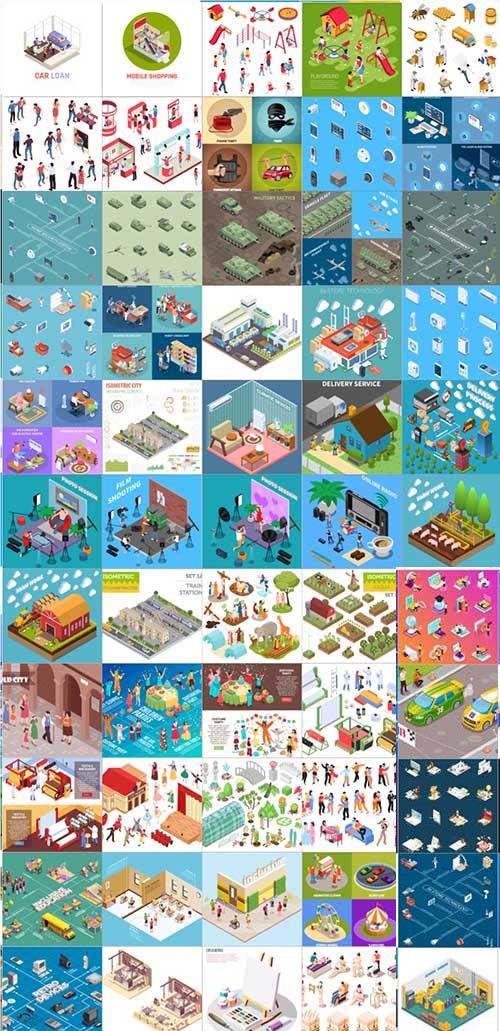 100 Bundle isometric concept vector design vol 22