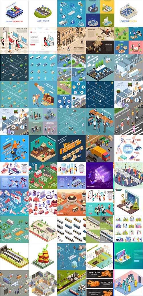 100 Bundle isometric concept vector design vol 21