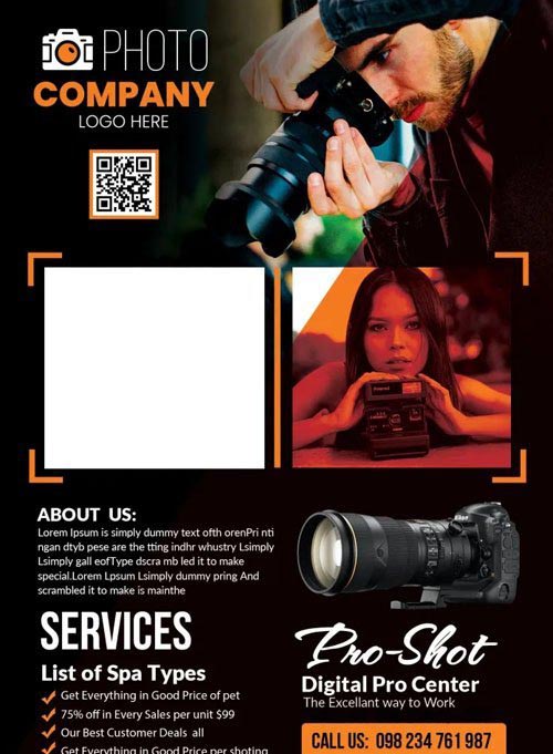 Creative Modern A4 Photoshoot Flyer PSD Template