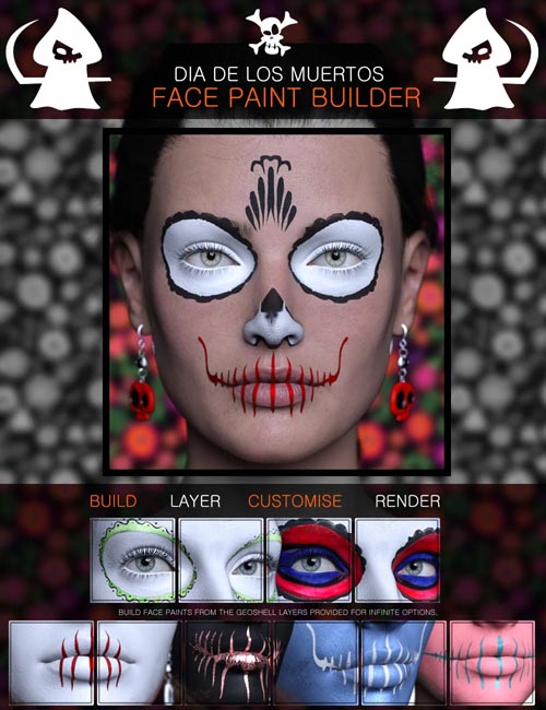 Dia De Los Muertos Face Paint Builder for Genesis 8.1 Females