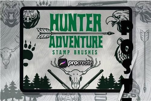 Wild Nature Hunter Adventure Brush Stamp