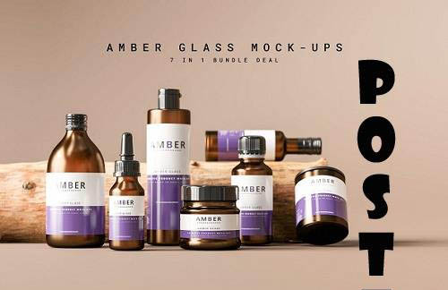 7 in 1 Amber Glass Cosmetic Bundle - 7093456