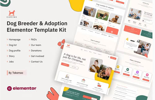 Themeforest Carine Dog Breeder & Adoption Elementor Template Kit