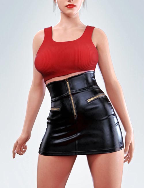 dForce COG Crop Top With Leather Skirt for Genesis 8 and 8.1 Females