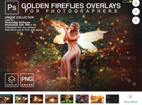 Gold Fireflies Photoshop overlay - 7394445