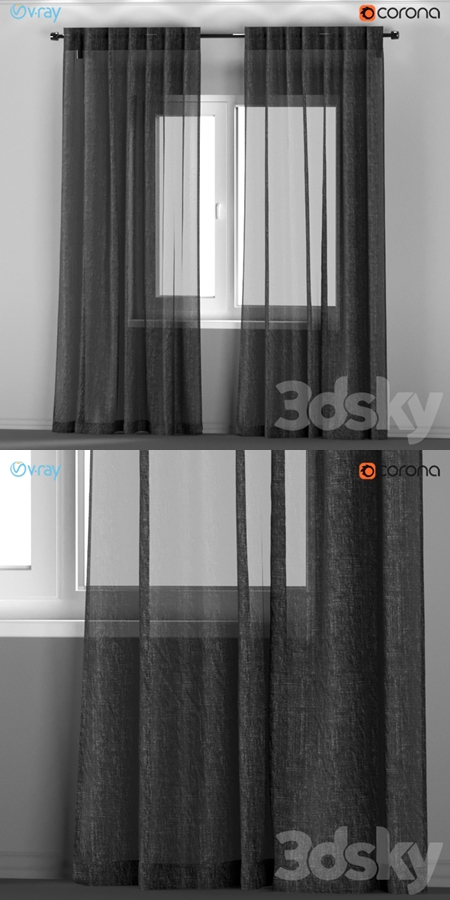 IKEA AINA - dark gray transparent curtains from flax