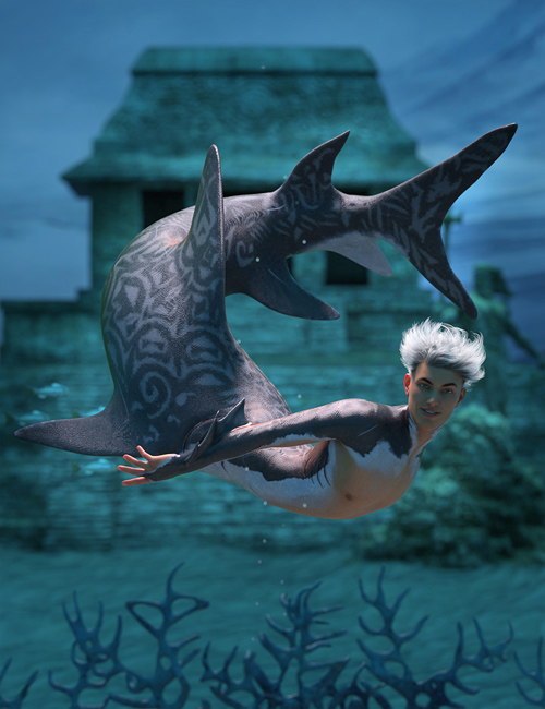 Shark Boy Hierarchical Poses for Genesis 8 Male and FPE Shark Tail