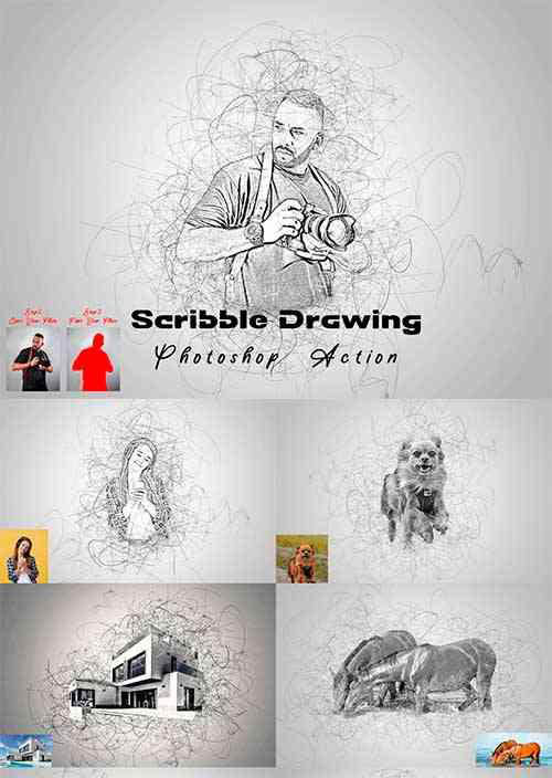 Scribble Drawing Photoshop Action - 7485480