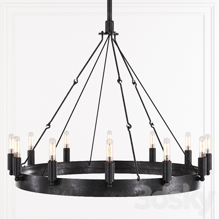 Restoration Hardware CAMINO VINTAGE FILAMENT ROUND CHANDELIER 26 Black