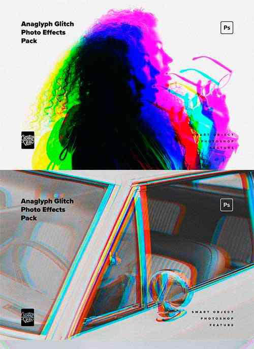 Anaglyph Glitch Photo Effects Pack - 7487134