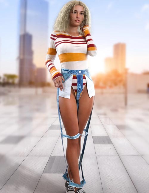 dForce Cut Out Jeans Outfit for Genesis 8 and 8.1 Females